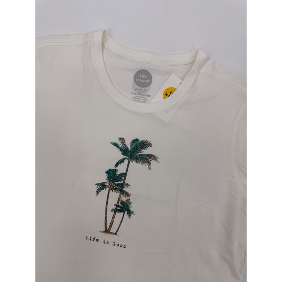 Life is Good Shirt Womens 3XL White Crusher Tee Palm Tree NEW - Picture 1 of 9